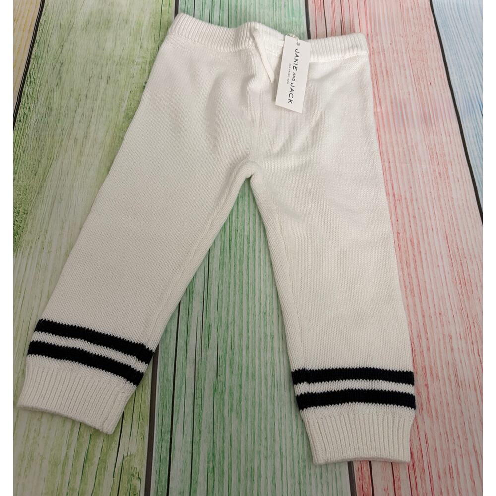 Janie and Jack White and Dark Blue Sweater Pants 18-24 Months NWT